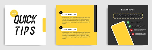 Social media tutorial, tip, trick, quick tips, square banner template.