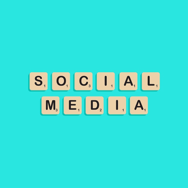 Vector social media typographic lettering in scrabbles block alphabet concept