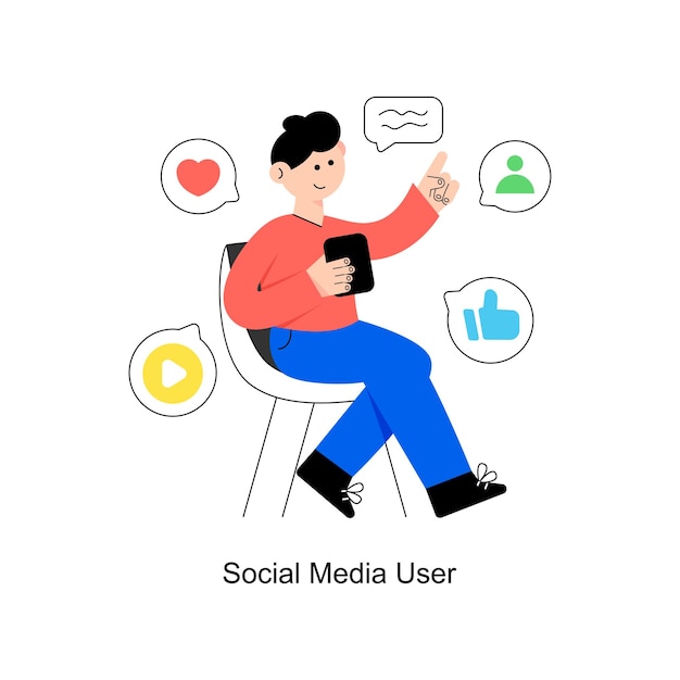 Vector social media user flat style design vector illustration stock illustration