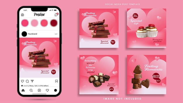 ソーシャルメディアバレンタインデー特別メニュー投稿テンプレート