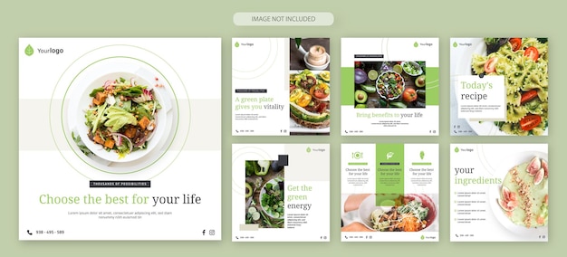 Vector social media vol 02 health, template, social media, restaurant, vegan, food, vegetarian, healthy, slim, light, post