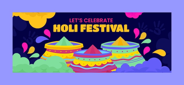 Social media voorbladsjabloon voor holi festivalviering