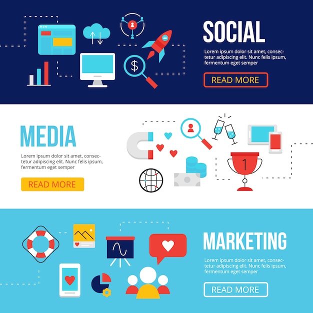 Vector social media web banners