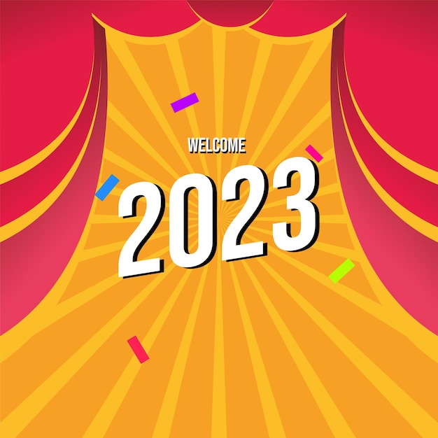 Social media welkom 2023. Wenskaartsjabloon vectorillustratie