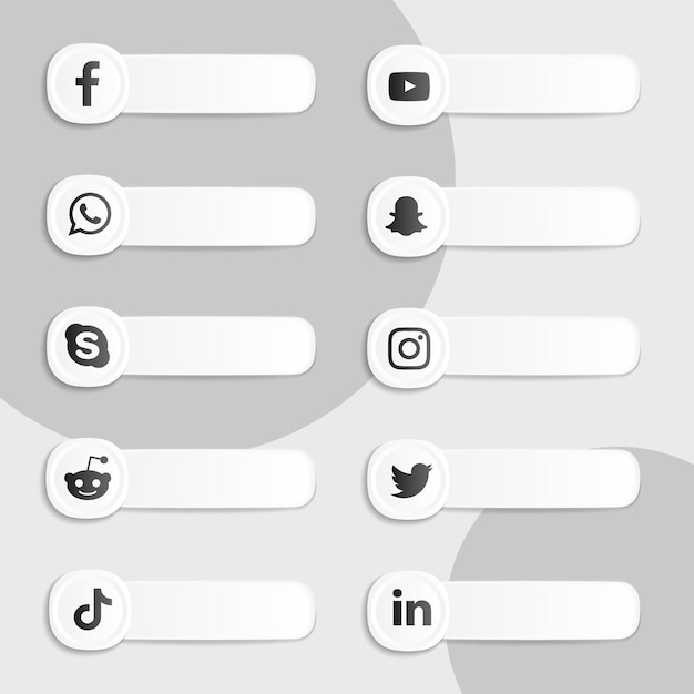 Social media white icons collection pack