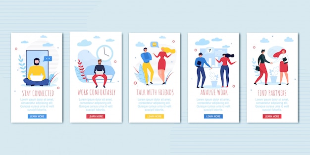 social mobile pages set for business and rest