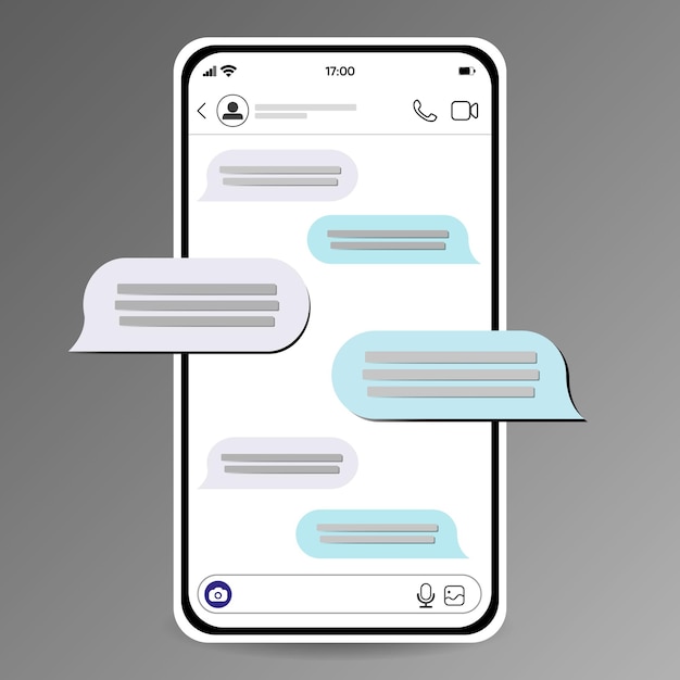 Вектор Интерфейс чата социальной сети на экране смартфона.
