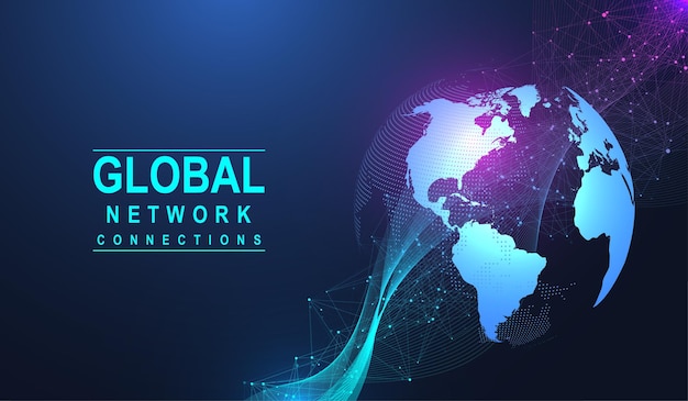 Vector social network communication in the global computer networks internet technology global network connection concept vector illustration