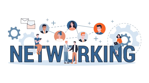Social network concept. communication and connection around the world. global community of different people. worldwide technology concept.   illustration