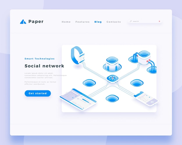 Social network concept landing page header template