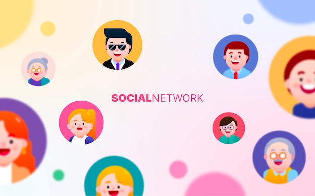 Vector social network connect people together