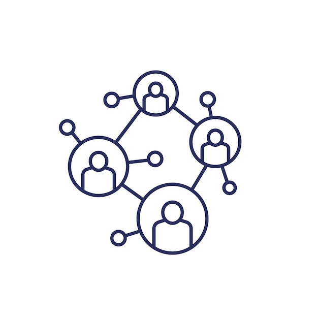 Social network connecting people line icon