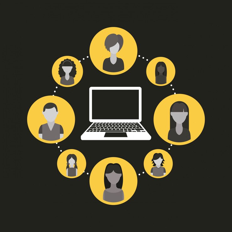Vector social network design over black background vector illustration