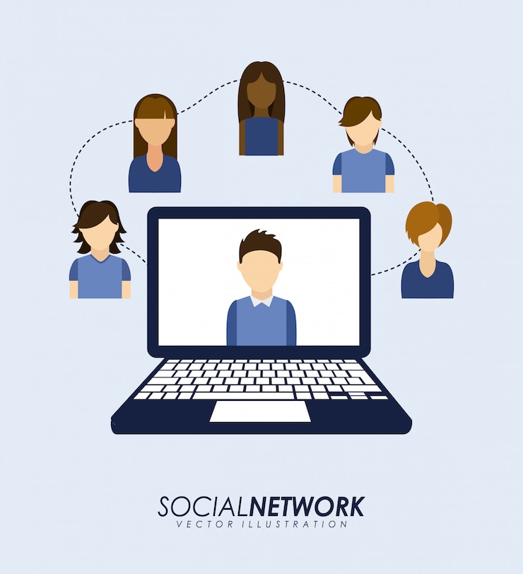 Vector social network design over blue background vector illustration