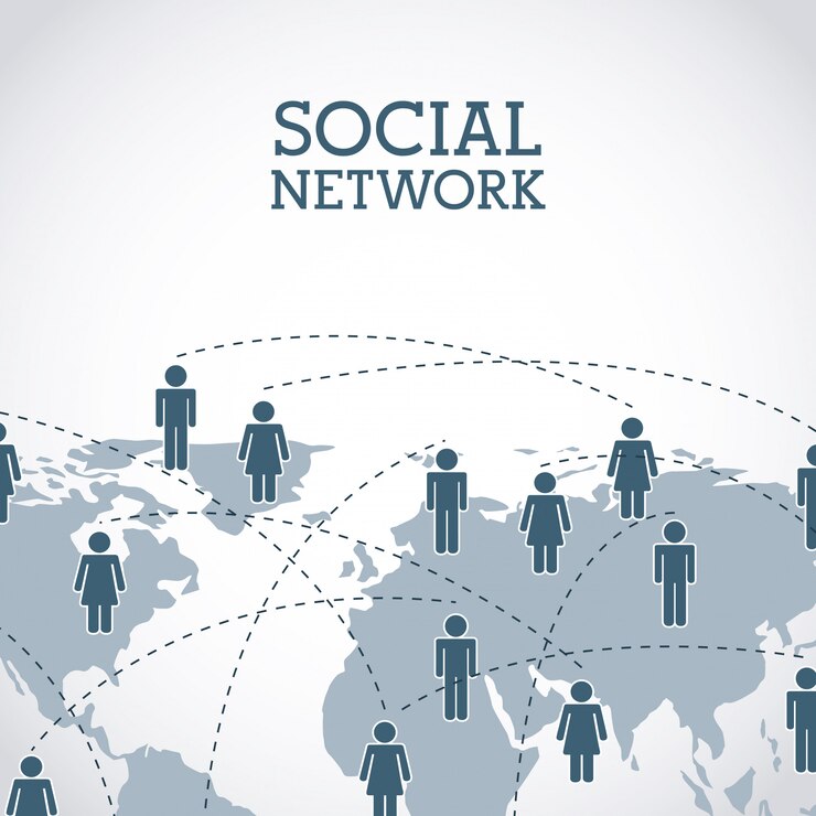 Vector social network design over gray background 