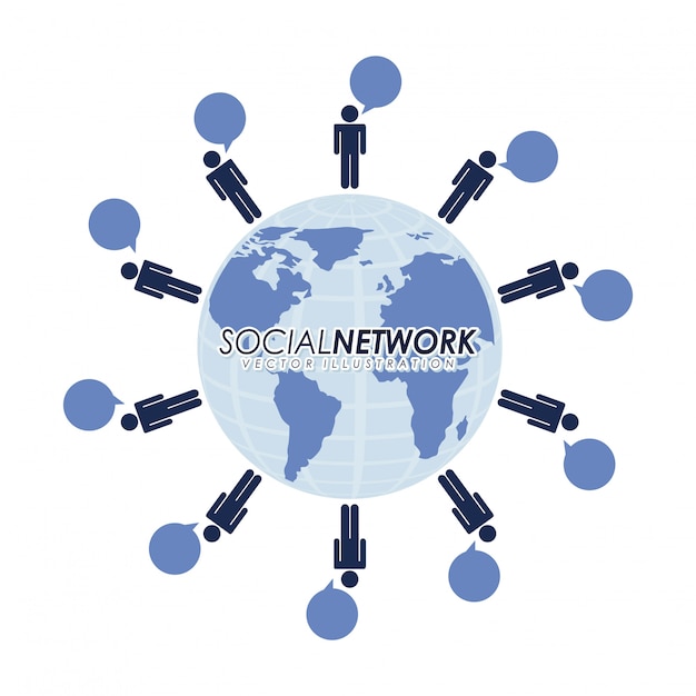 Vector social network design over white background vector illustration