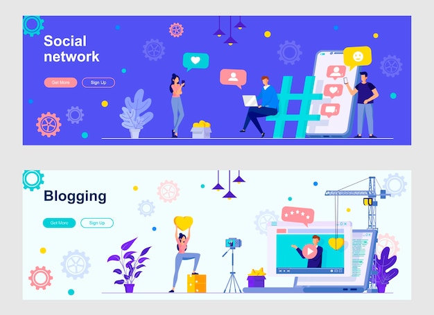 Social network landing page set