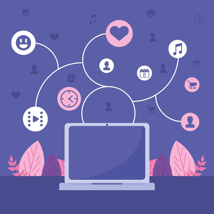 Vector social network in laptop