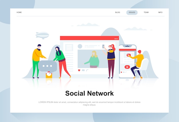 Vector social network modern flat design concept.