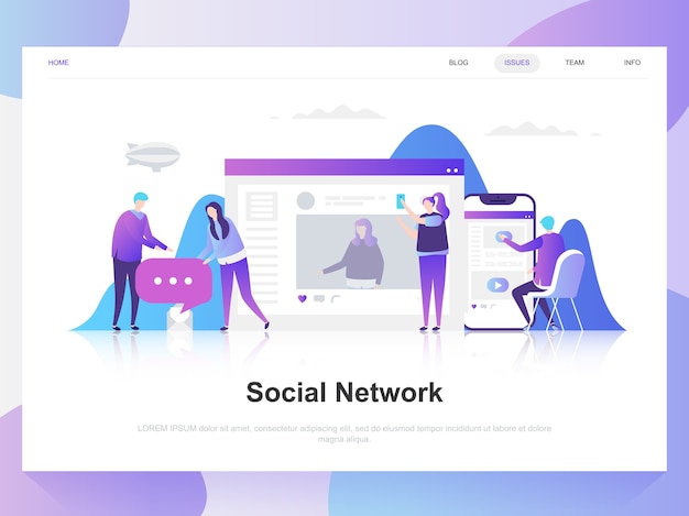 Vector social network modern flat design concept.