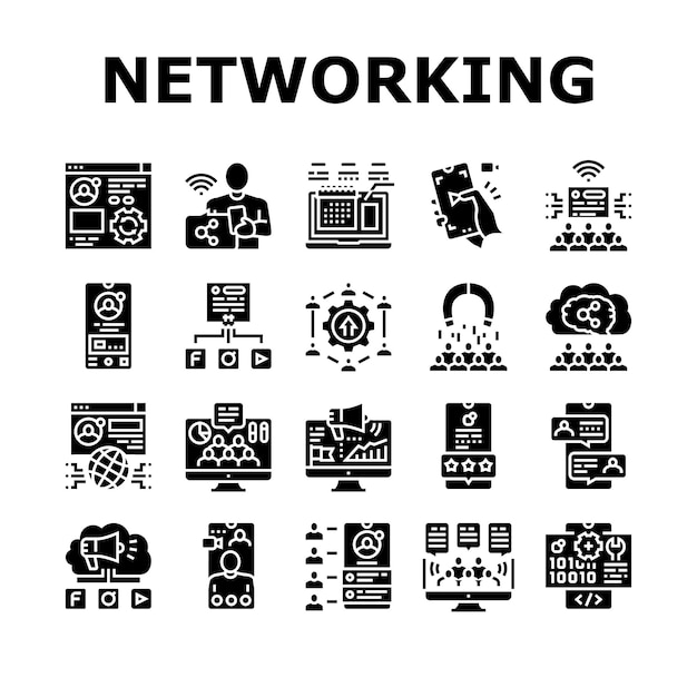 Vector social networking online app icons set vector