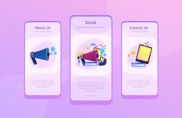 Vector social networks promotion app interface template