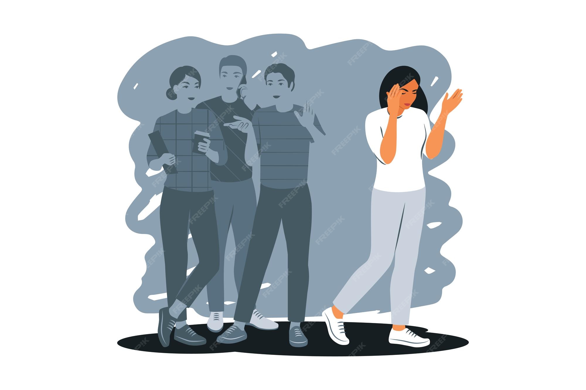 Premium Vector Social phobia anxiety disorder consept Sad woman