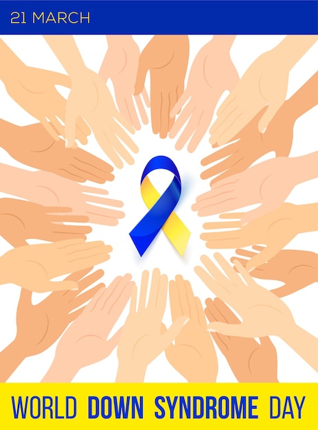 Vector social poster world down syndrome day. awareness ribbon.