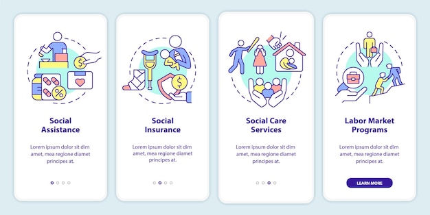 Social protection onboarding mobile app screen