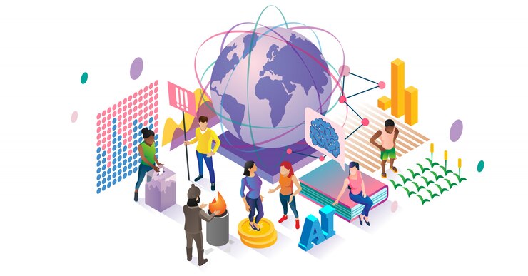 Social science isometric concept 