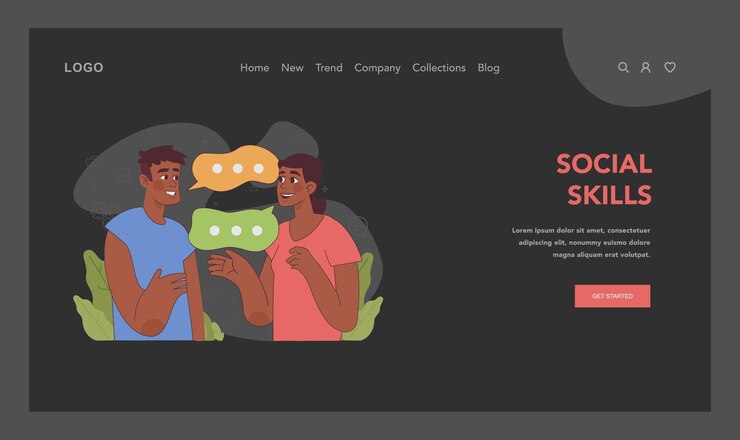 Vector social skills idea two individuals engaging in friendly conversation effective verbal exchange