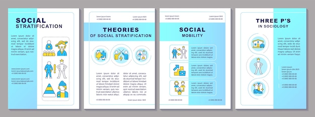 Vector social stratification blue gradient brochure template