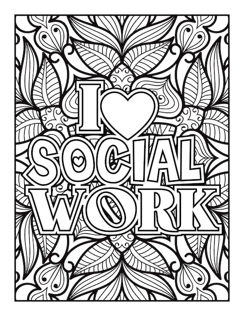 Social Workers quotes coloring page KDP interior