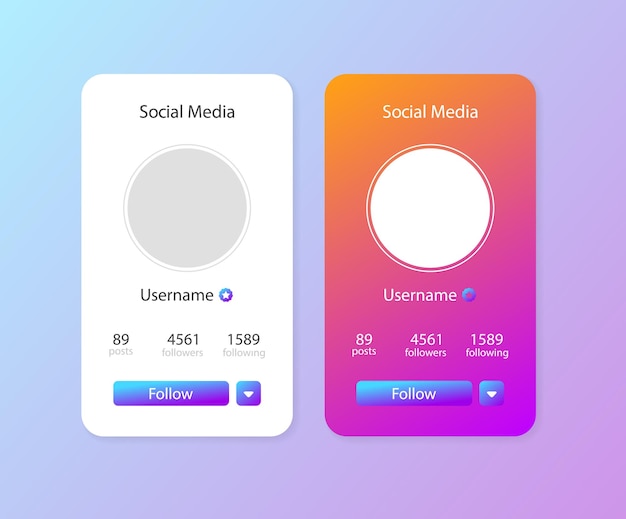 Sociale accountnetwerken Platte kleur sociale media account mockup ruimte voor foto's pagina lay-out Vector illustratie