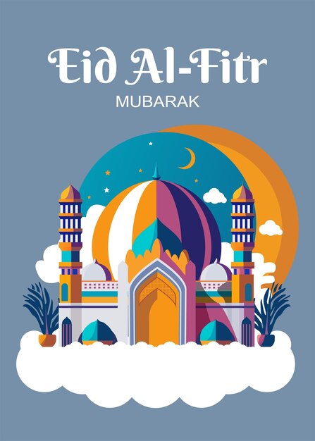 Vector sociale eid alfitr mubarak-sjabloon