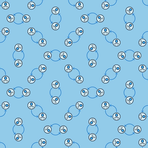 Sociale interactie en relaties vector concept blauw naadloos patroon