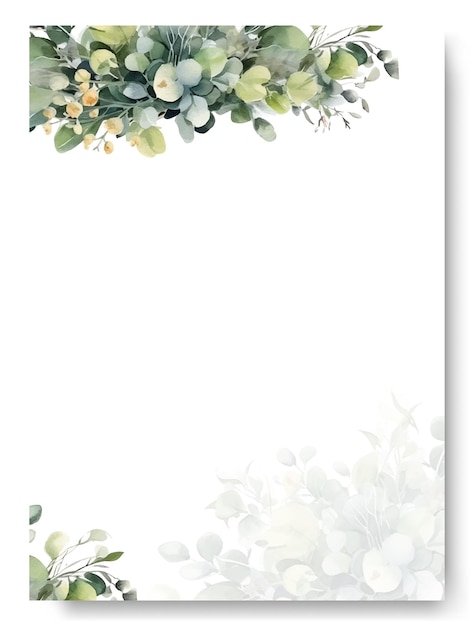 Sociale media aquarel groen bloemen bruiloft uitnodiging kaartsjabloon set