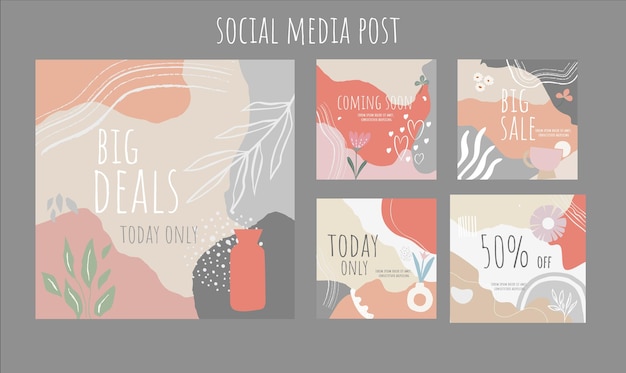 Vector sociale media post sjabloon set