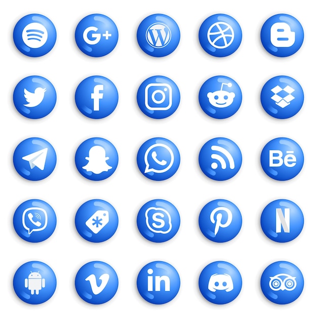 Sociale media ronde knoppen en pictogramserie.