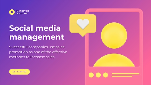 Sociale netwerken massamedia beheer klanten attractie internet banner realistische 3d-pictogram vector