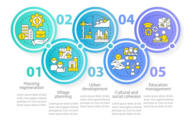 Sociale planning instanties cirkel infographic sjabloon