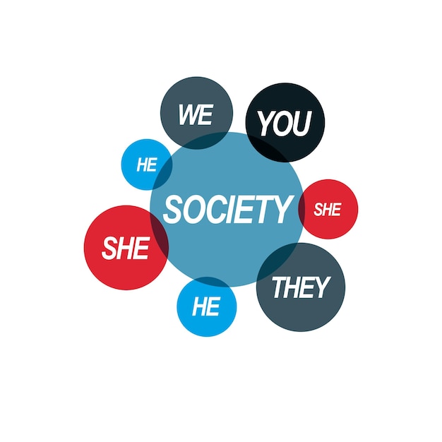 Sociale relaties conceptueel logo, uniek vectorsymbool. Maatschappij en Persoon, sociale interactie.