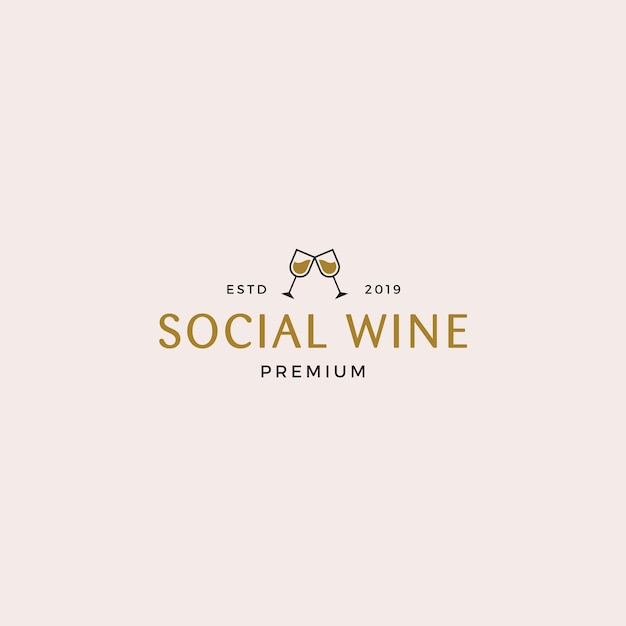 Sociale wijn logo sjabloon
