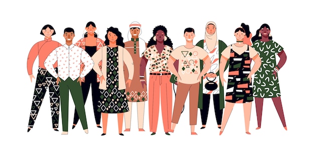 Vector society diversity - crowd of multiethnic people,  illustration