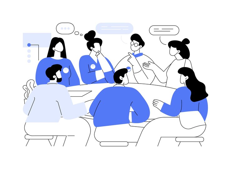 Vector 社会会議 孤立した漫画ベクトルイラスト