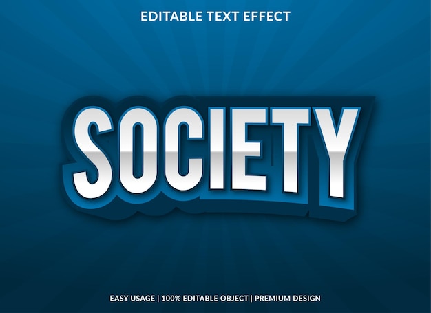 Society-teksteffectsjabloon met abstract en modern stijlgebruik voor bedrijfslogo en merk