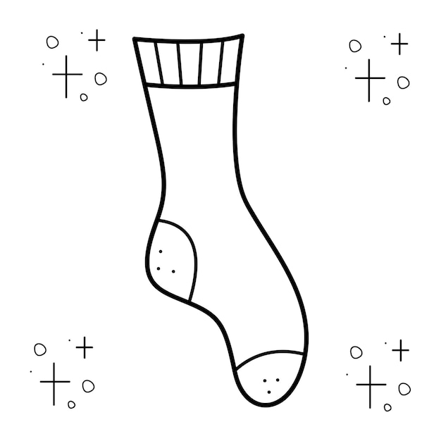 Sock Doodle black and white vector illustration