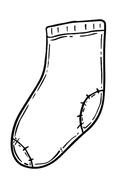 Vettore calzino con patch vestiti doodle lineare