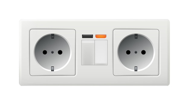 Socket with switch in one wall outlet housing isolated