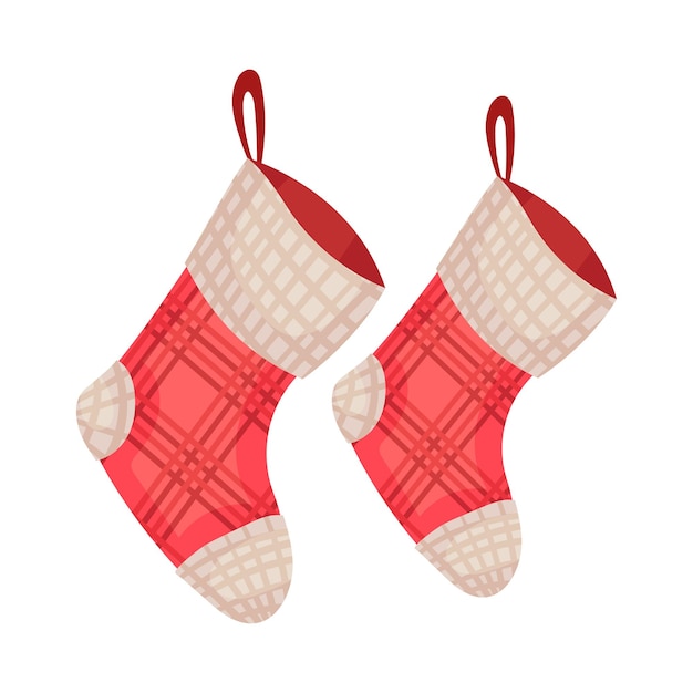 Векторная иллюстрация носков для подарков на белом фоне